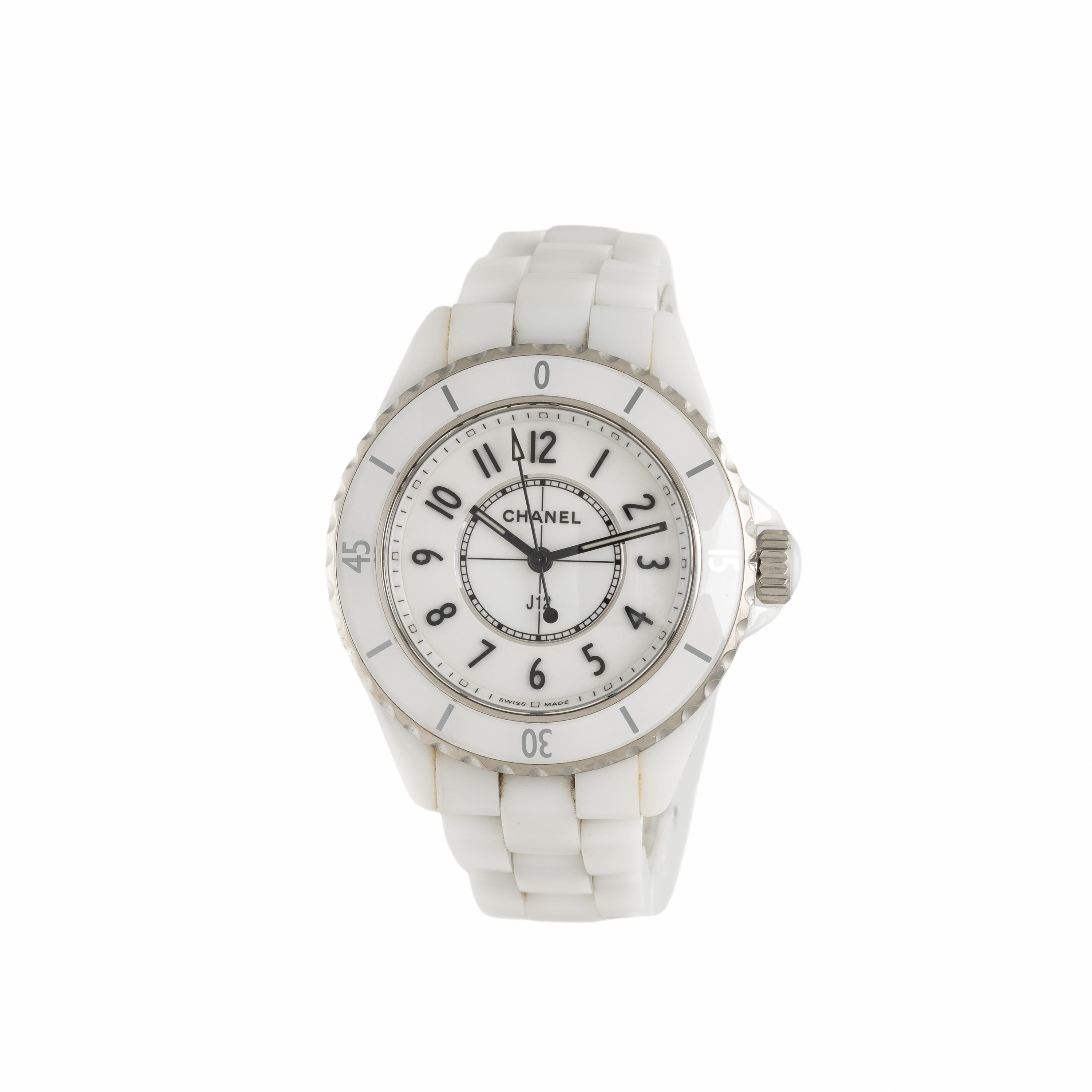 Chanel, White Ceramic 'J12' Watch, with Box