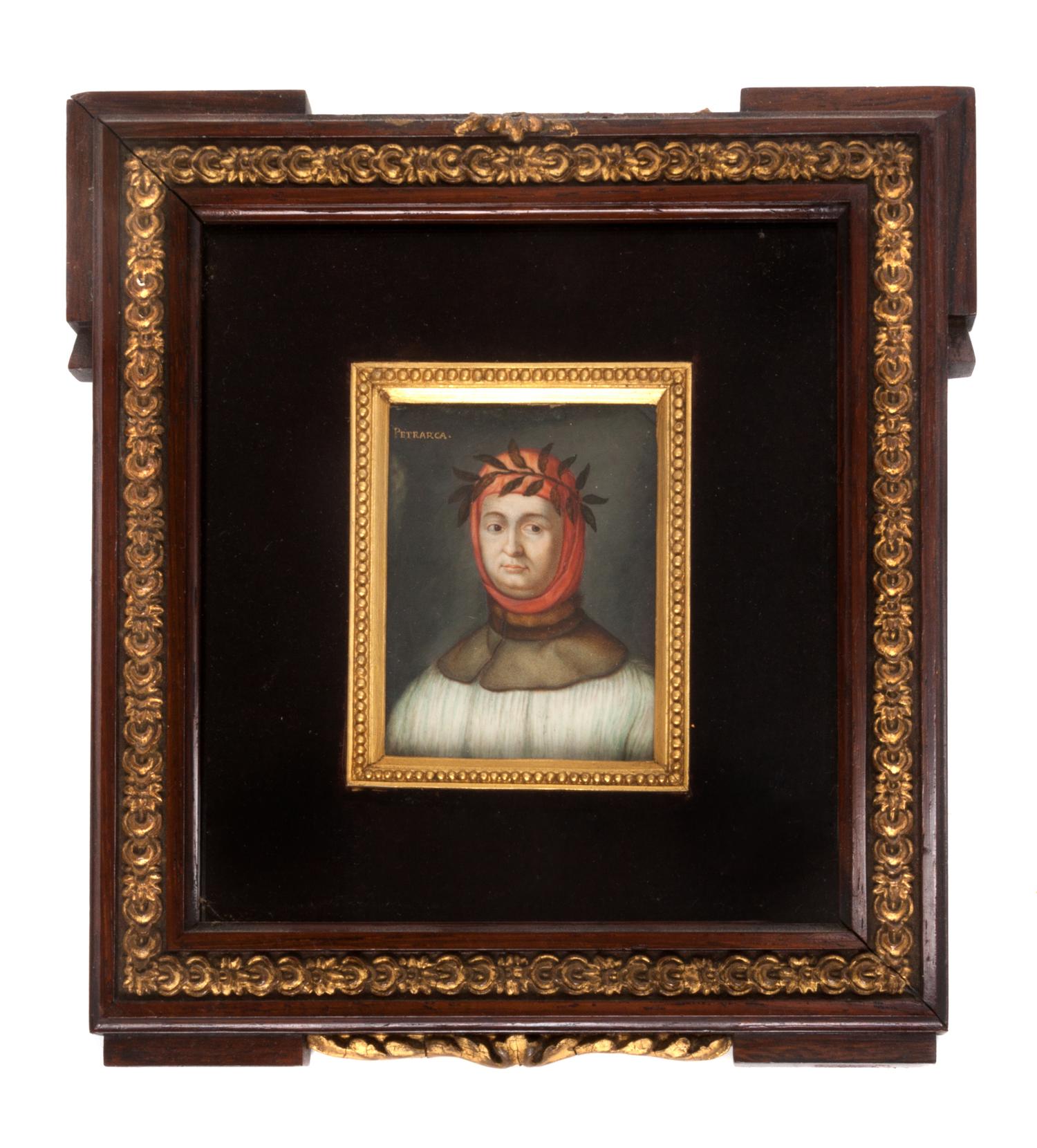 A Continental Portrait Miniature 2 3/4 x 2 1/8 inches.