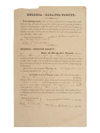 [ENSLAVEMENT & ABOLITION]. A pair of Georgia documents related to the selling of alcohol to African Americans. 1845, 1865.