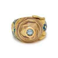 JACLYN, YELLOW GOLD AND ENAMEL RING