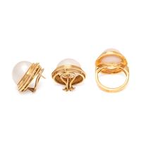 YELLOW GOLD AND MABE PEARL SET