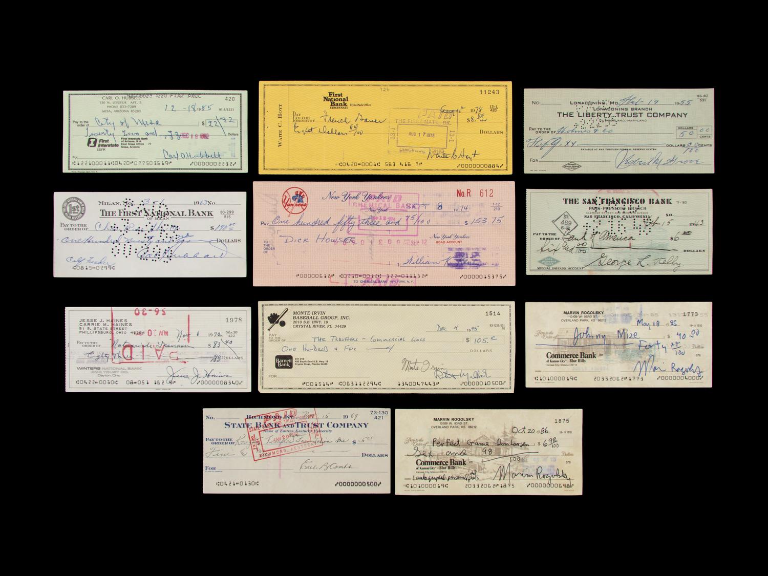 A Collection of Signed Checks from Baseball Hall of Famers and Notables