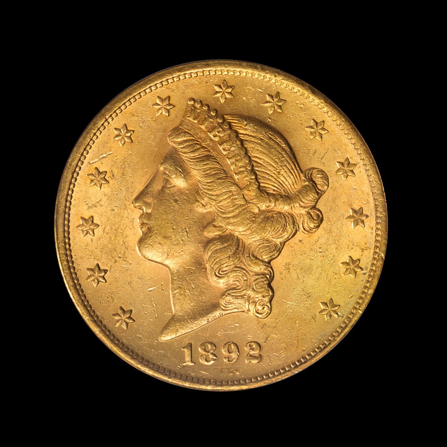 A United States 1892-S Liberty Head $20 Gold Coin