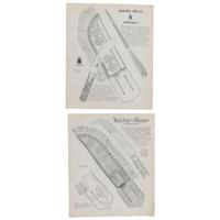 Rare MH Cole Skinning Knife Book Archive with Two Knives, MH Cole Scabbards and Original Publication Illustrations and More