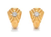 A Pair of 18 Karat Yellow Gold and Diamond Earclips, Chaumet, 10.00 dwts.