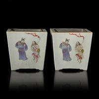 A Pair of Chinese Famille Rose "Immortals" Jardinières, Circa 1850–1860 清中期 粉彩八仙圖花盆一對