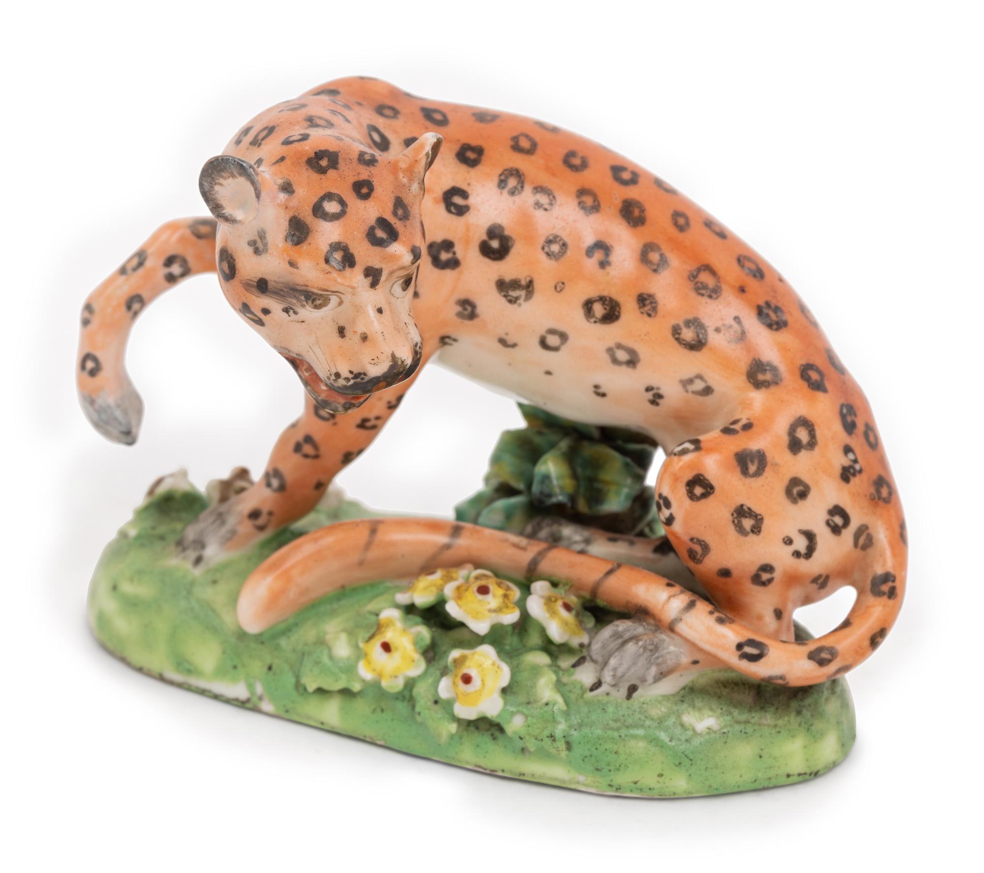 A Pair of Derby Porcelain Leopards