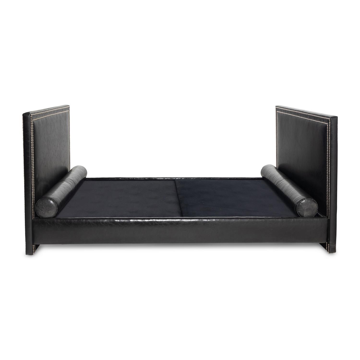 A Custom Faux Leather Upholstered Daybed