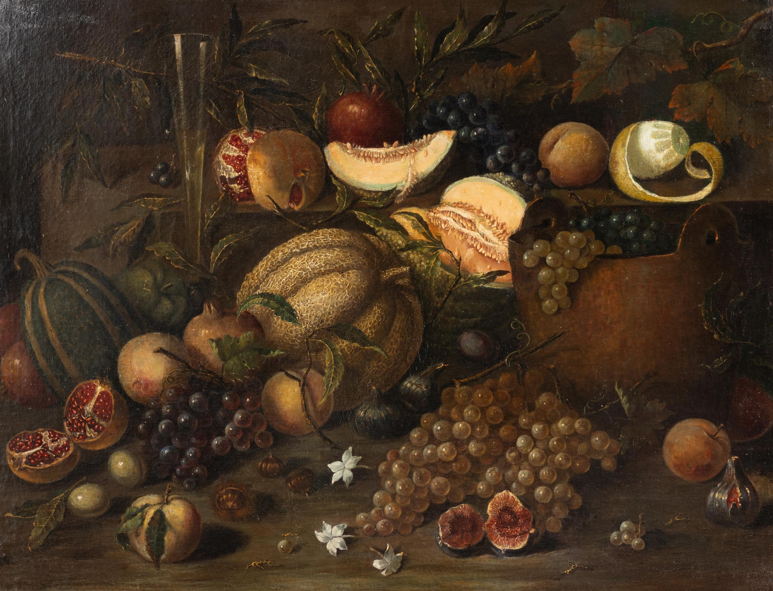 Manner of Giovanni Battista Ruoppolo (Italian, 1629–1693) — Still Life with Fruit
