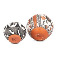 Acoma Pottery Jars, with Deer and Bighorn Heartline Designs
