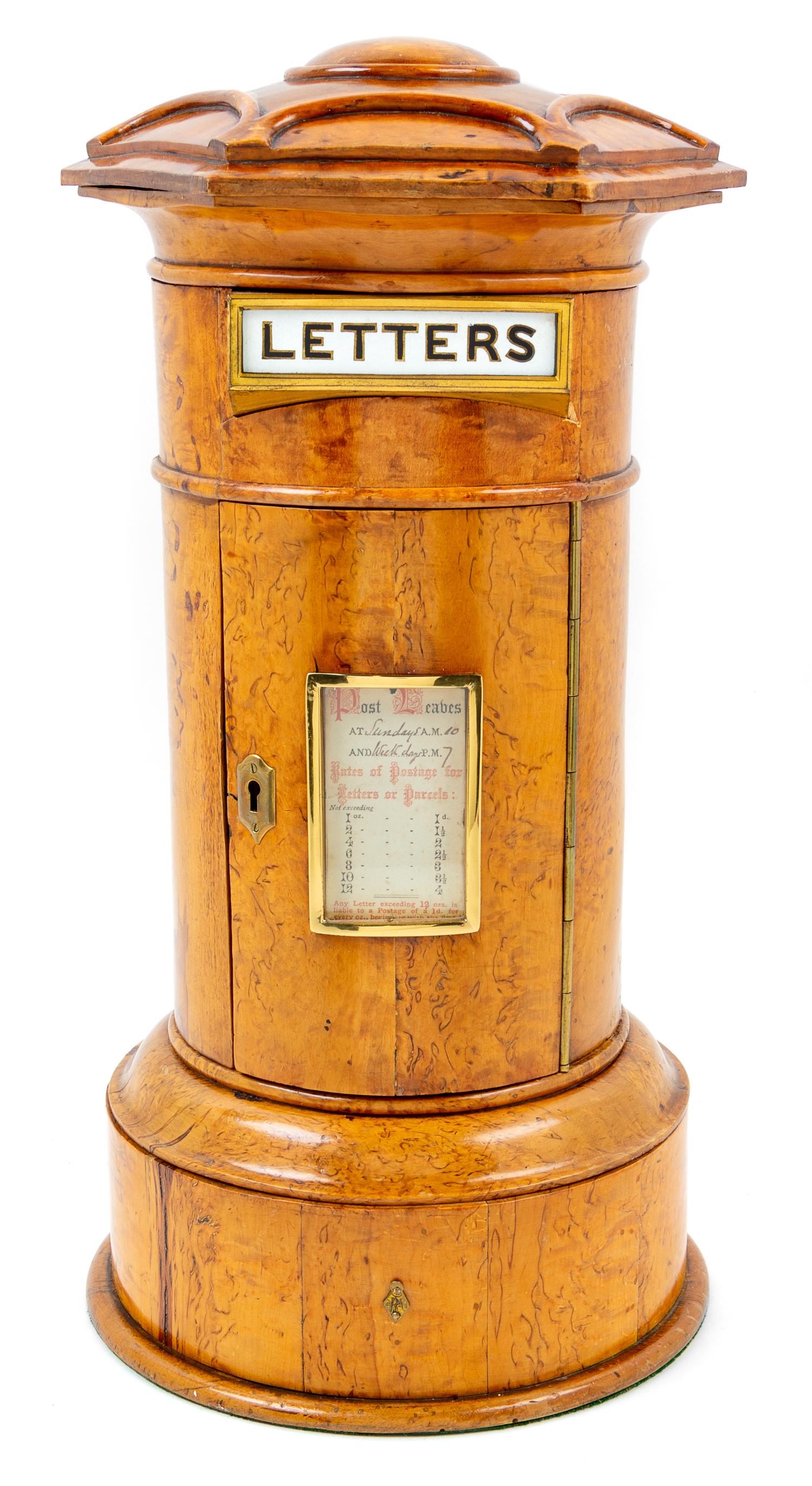 A Victorian Burlwood Letter Box Height 17 3/8 inches. — 19TH CENTURY