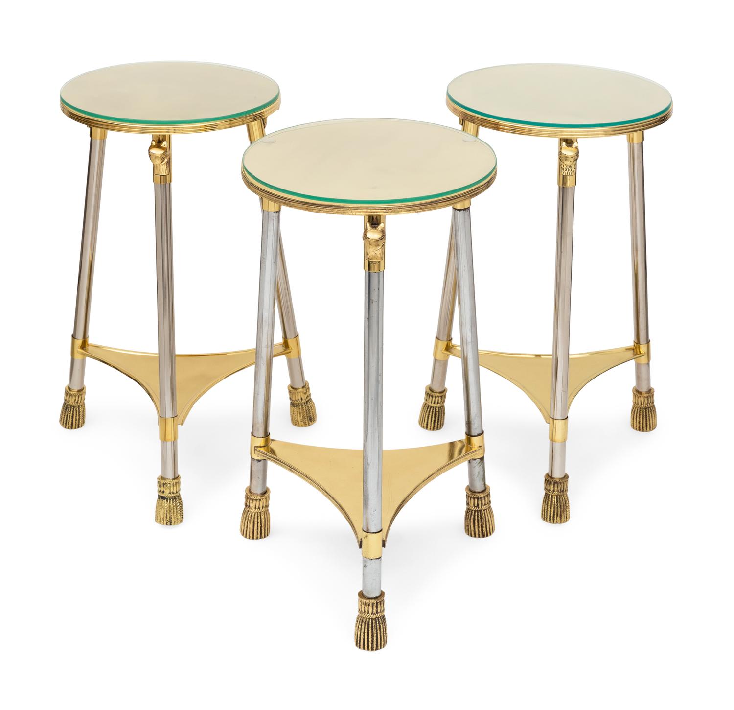 A Group of Three Brass Side Tables