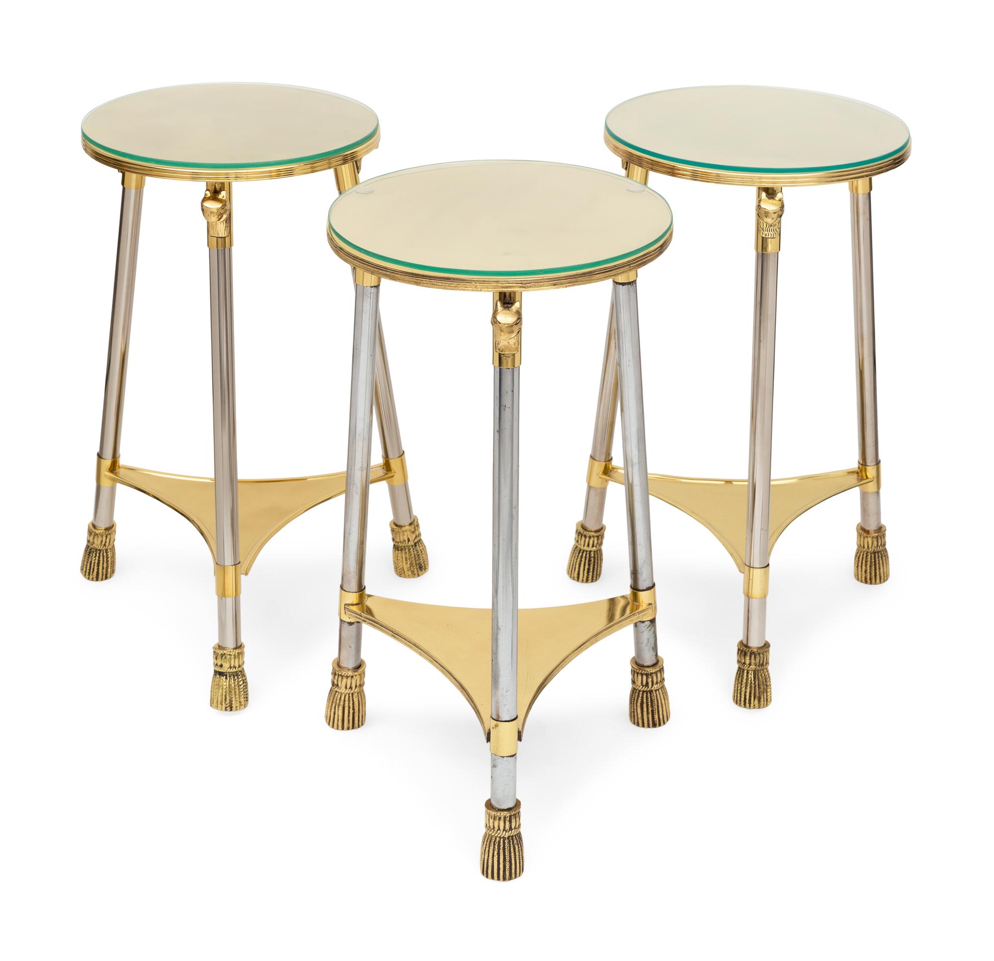 A Group of Three Brass Side Tables