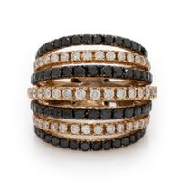 Diamond, Black Diamond, and Yellow Gold Ring