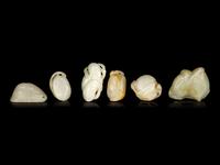 Six Chinese Celadon Jade Carvings of Peaches