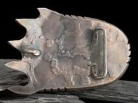Heavy Navajo Silver and Turquoise Bear Paw Belt Buckle