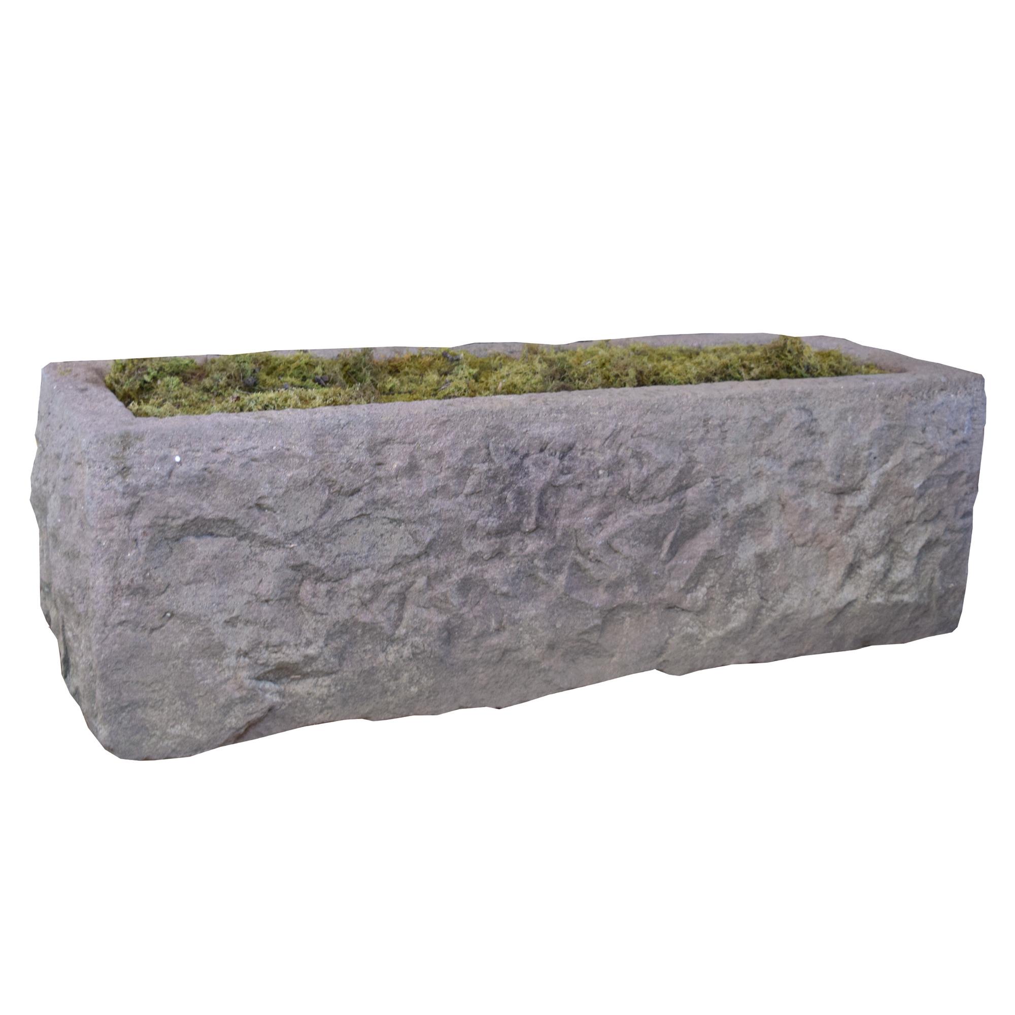 A Carved Granite Trough 49.5" W x 19" D x 17" H — United States, Circa 1750