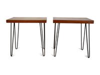 A Pair of Mid-Century Iron and Wood Side Tables — THIRD QUARTER 20TH CENTURY