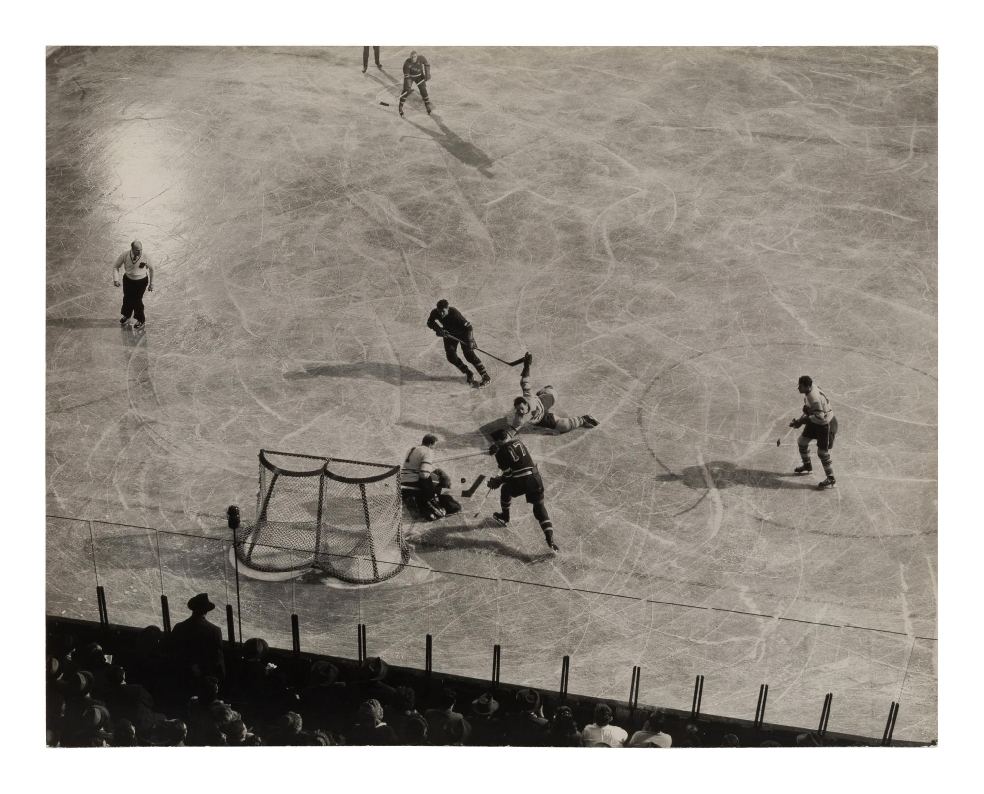 A pair of works depicting the NY Rangers and the Toronto Maple Leafs (N.Y. Rangers (dark suits) NYC; Madison Square Garden, NYC ), 1948; printed ca. 1948