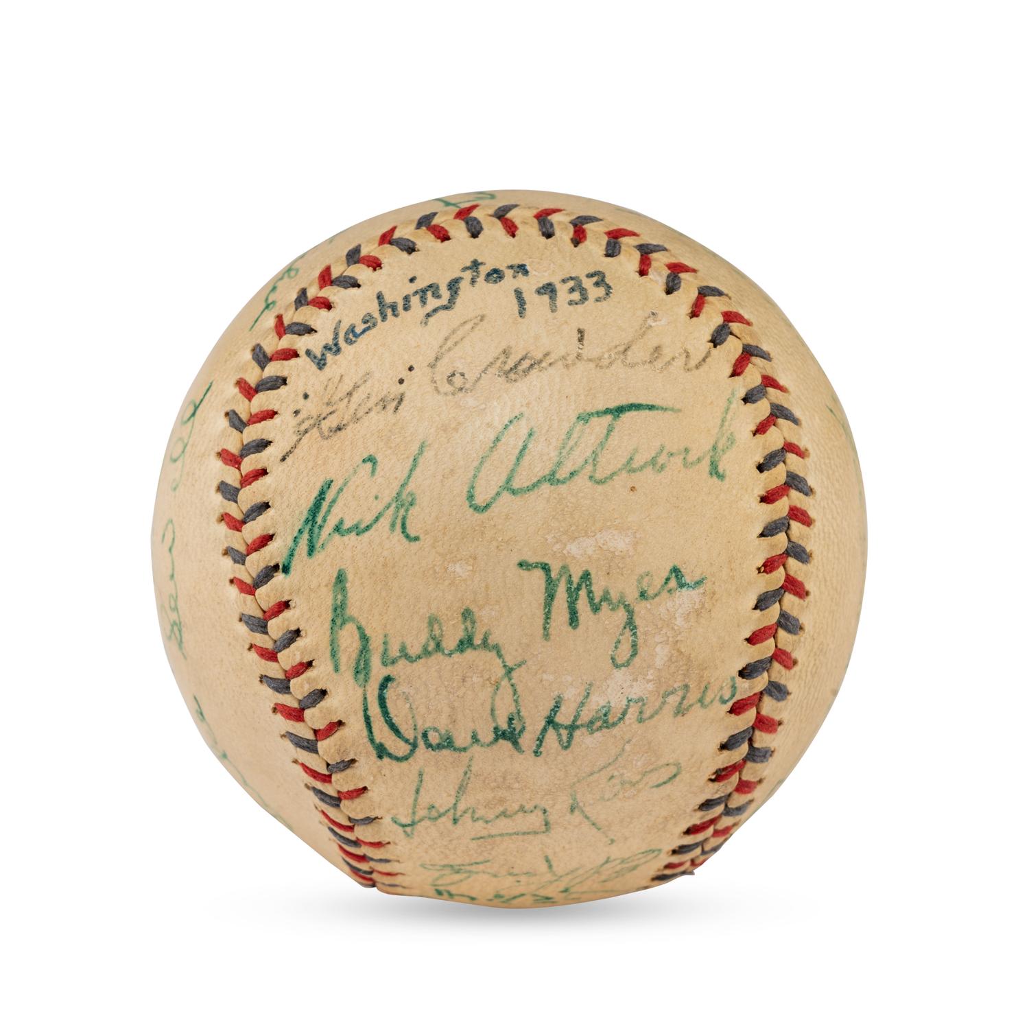 A 1933 Washington Senators Team Signed Autograph Baseball (Beckett Authentication Services Letter of Authenticity)