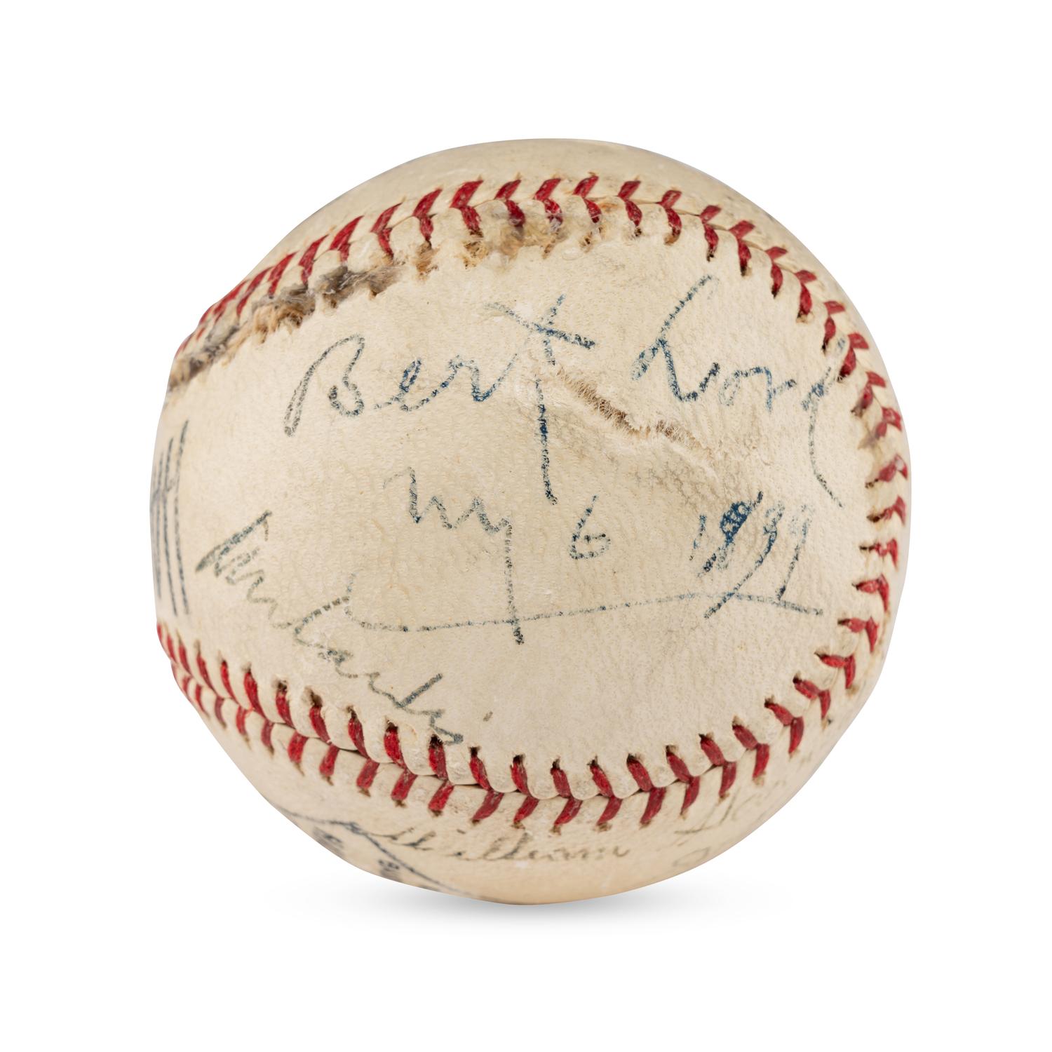 A Multi Signed Autograph Baseball Featuring Cy Young, Larry Lajoie, Kennesaw Mountain Landis and Additional Notables (Beckett Authentication Services Letter of Authenticity)