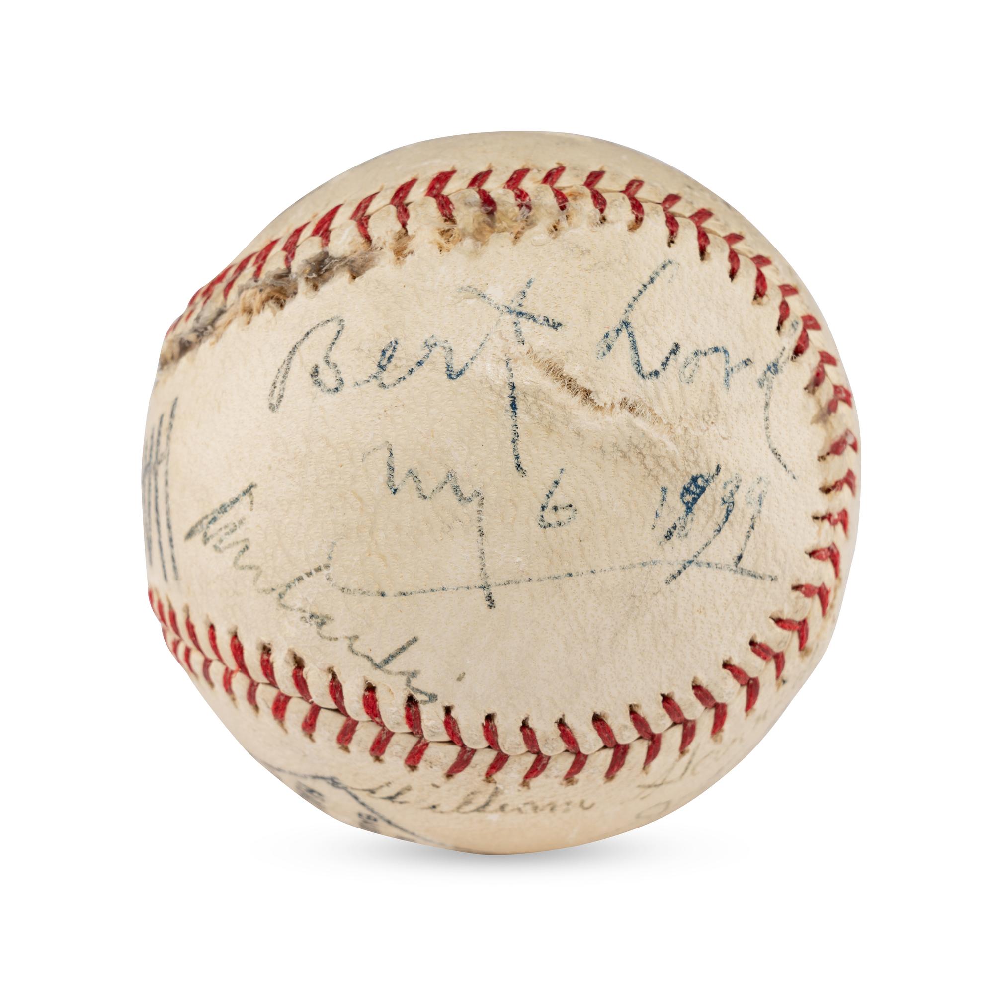 A Multi Signed Autograph Baseball Featuring Cy Young, Larry Lajoie, Kennesaw Mountain Landis and Additional Notables (Beckett Authentication Services Letter of Authenticity)