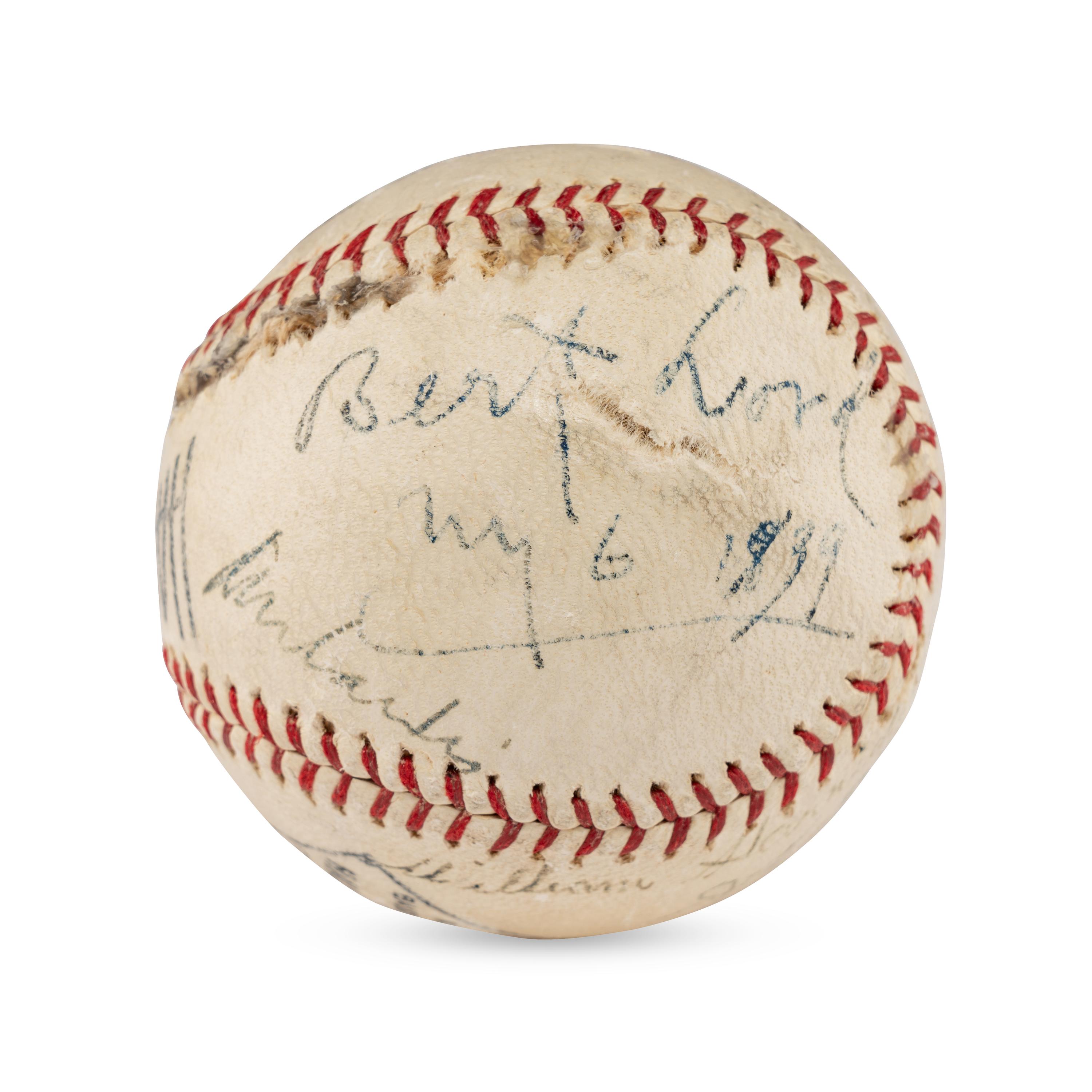 A Multi Signed Autograph Baseball Featuring Cy Young, Larry Lajoie, Kennesaw Mountain Landis and Additional Notables (Beckett Authentication Services Letter of Authenticity)
