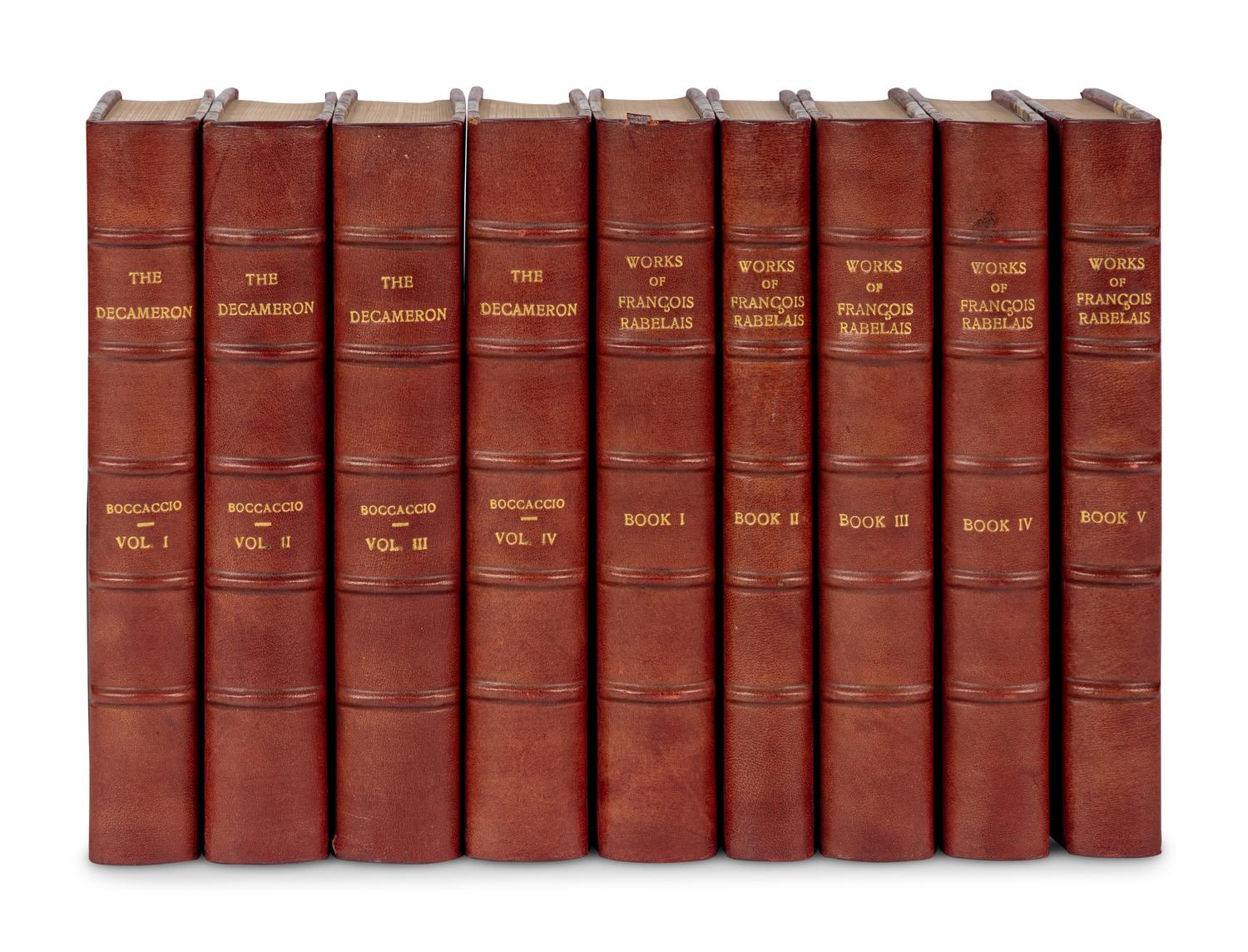 [BINDINGS]. A group of approximately 28 volumes, most in contemporary leather bindings, including works related to history and literature, comprising: