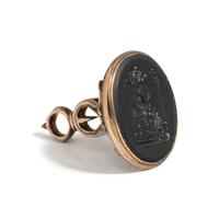A Georgian Gold and Black Basalt Intaglio Stamp