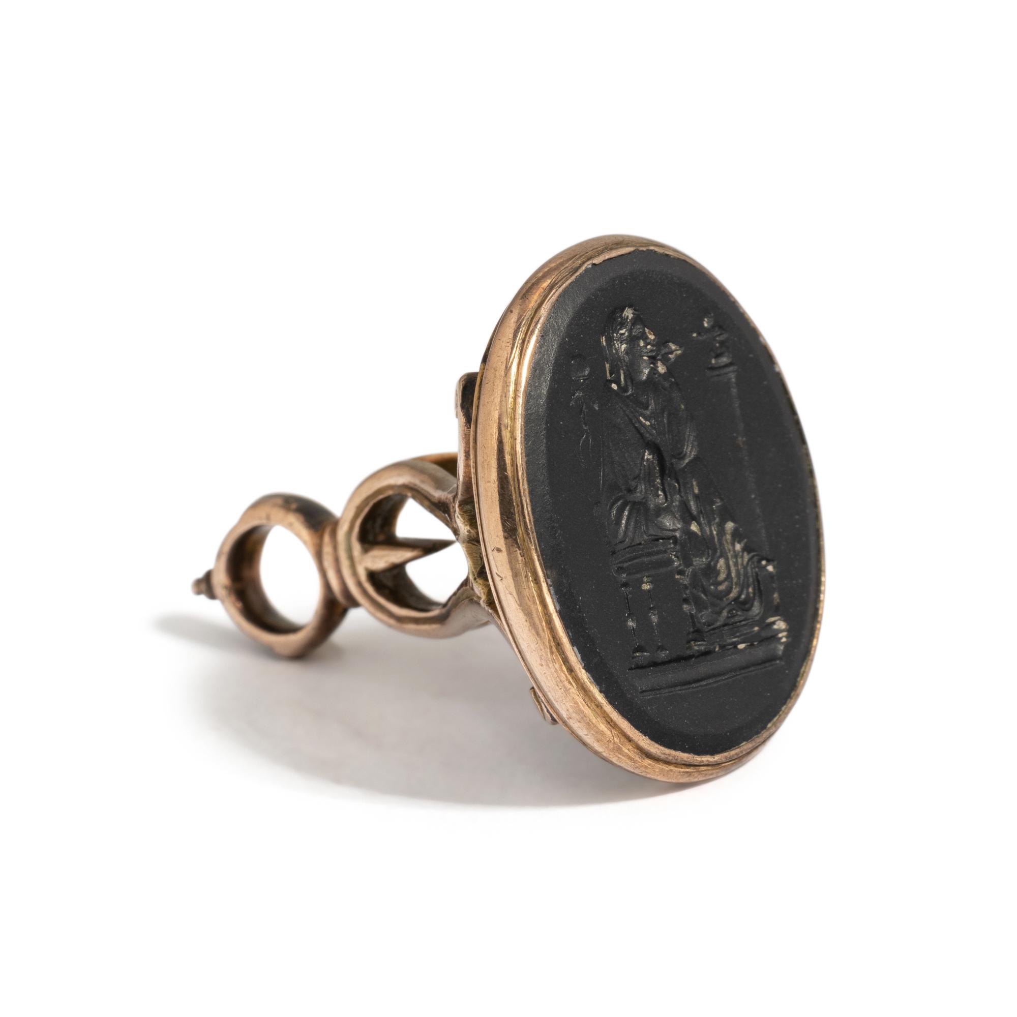 A Georgian Gold and Black Basalt Intaglio Stamp