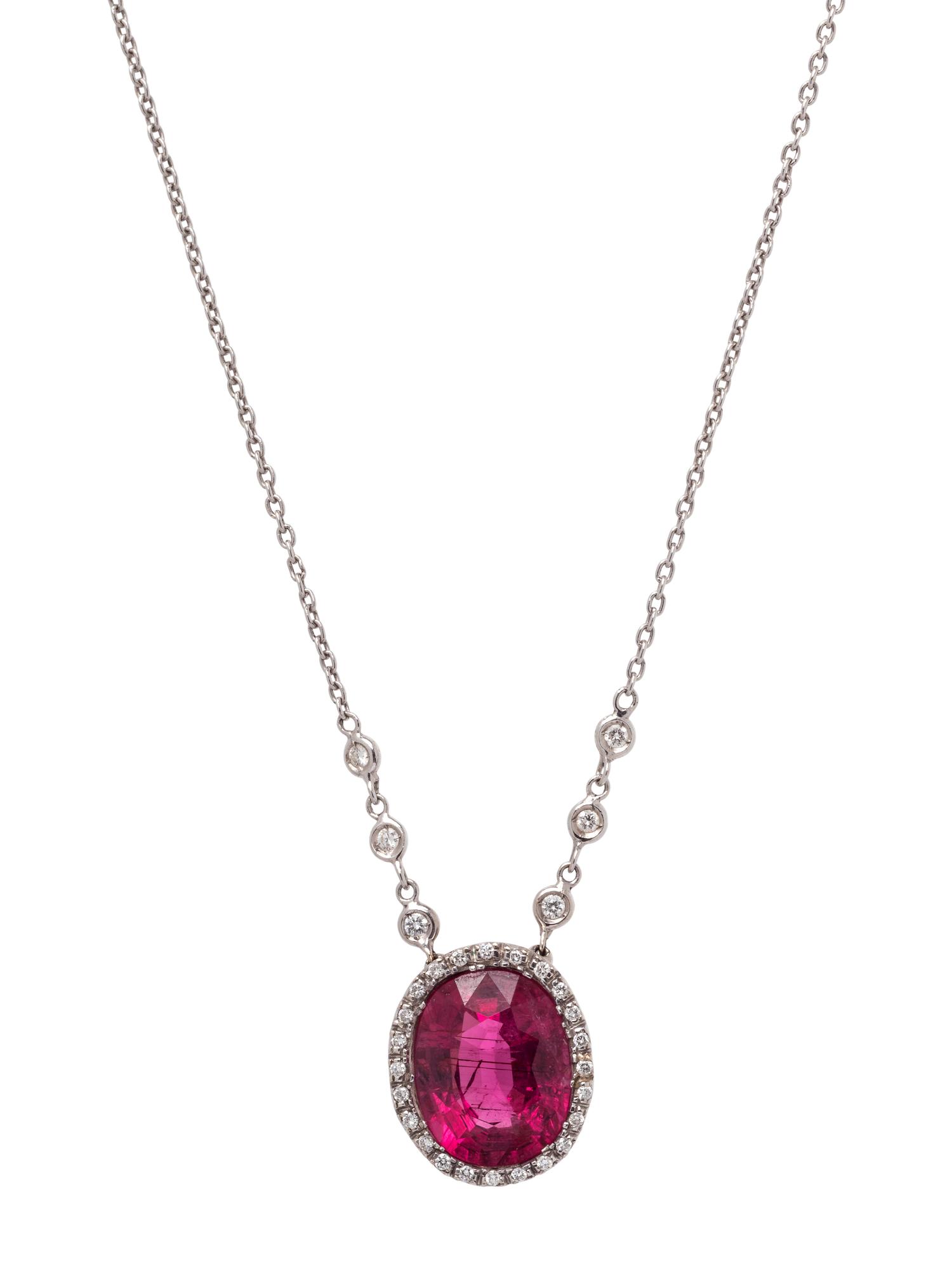 RUBELLITE AND DIAMOND NECKLACE