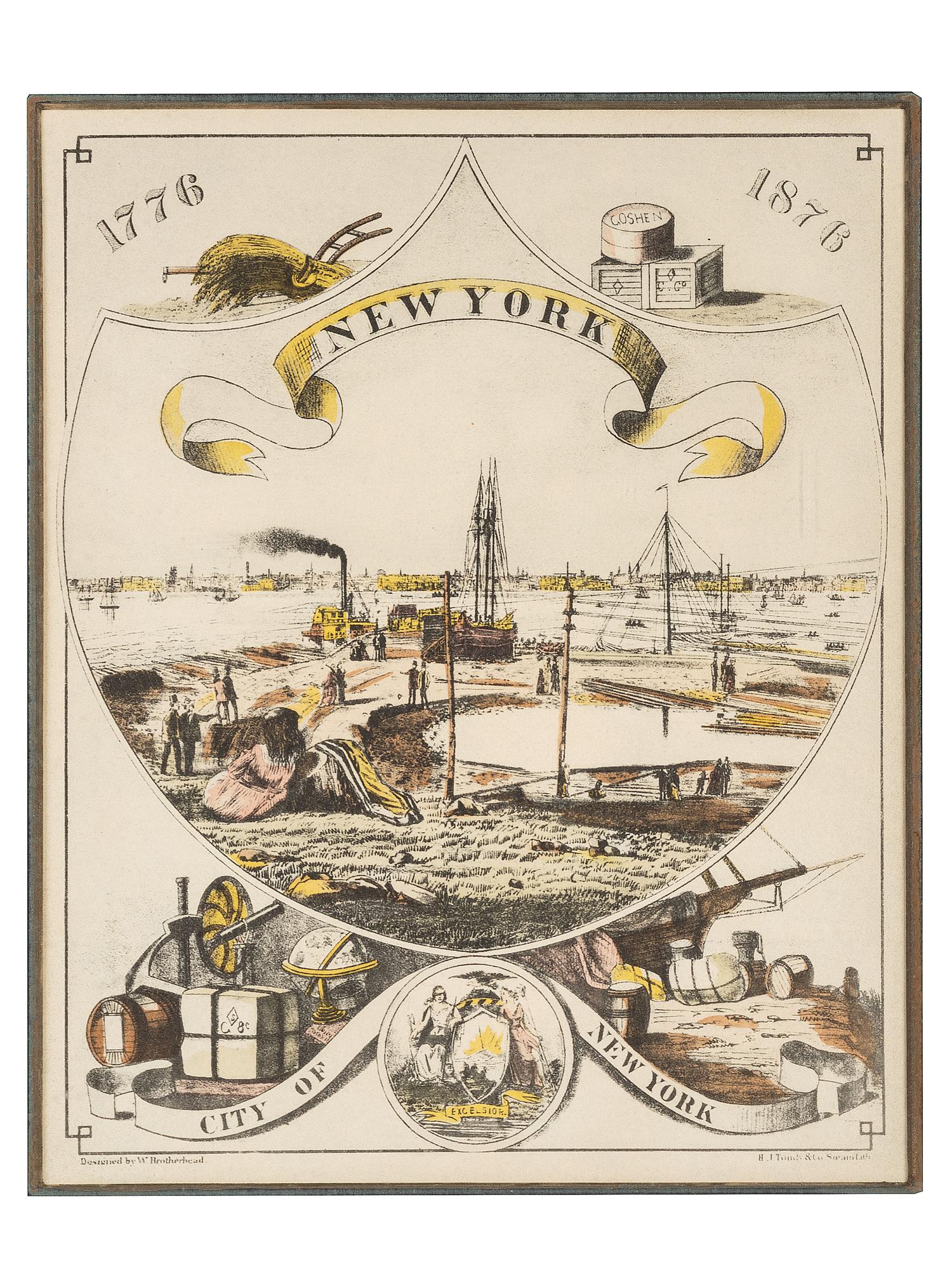[AMERICANA]. Double-sided painting on canvas depicting the seal of the State of Massachusetts. Ca last quarter 19th century.