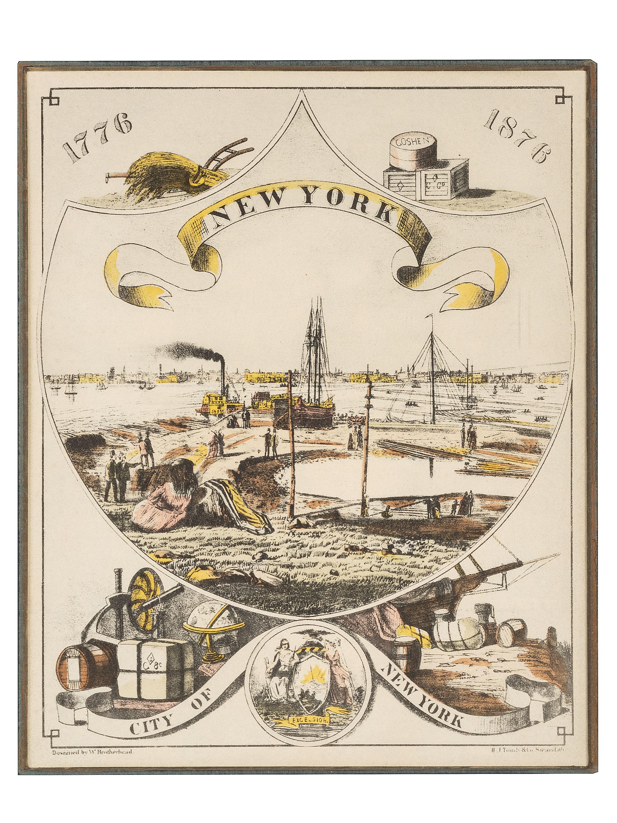 [AMERICANA]. Double-sided painting on canvas depicting the seal of the State of Massachusetts. Ca last quarter 19th century.