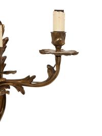 A Pair of Louis XV Style Gilt Bronze Three-Light Sconces