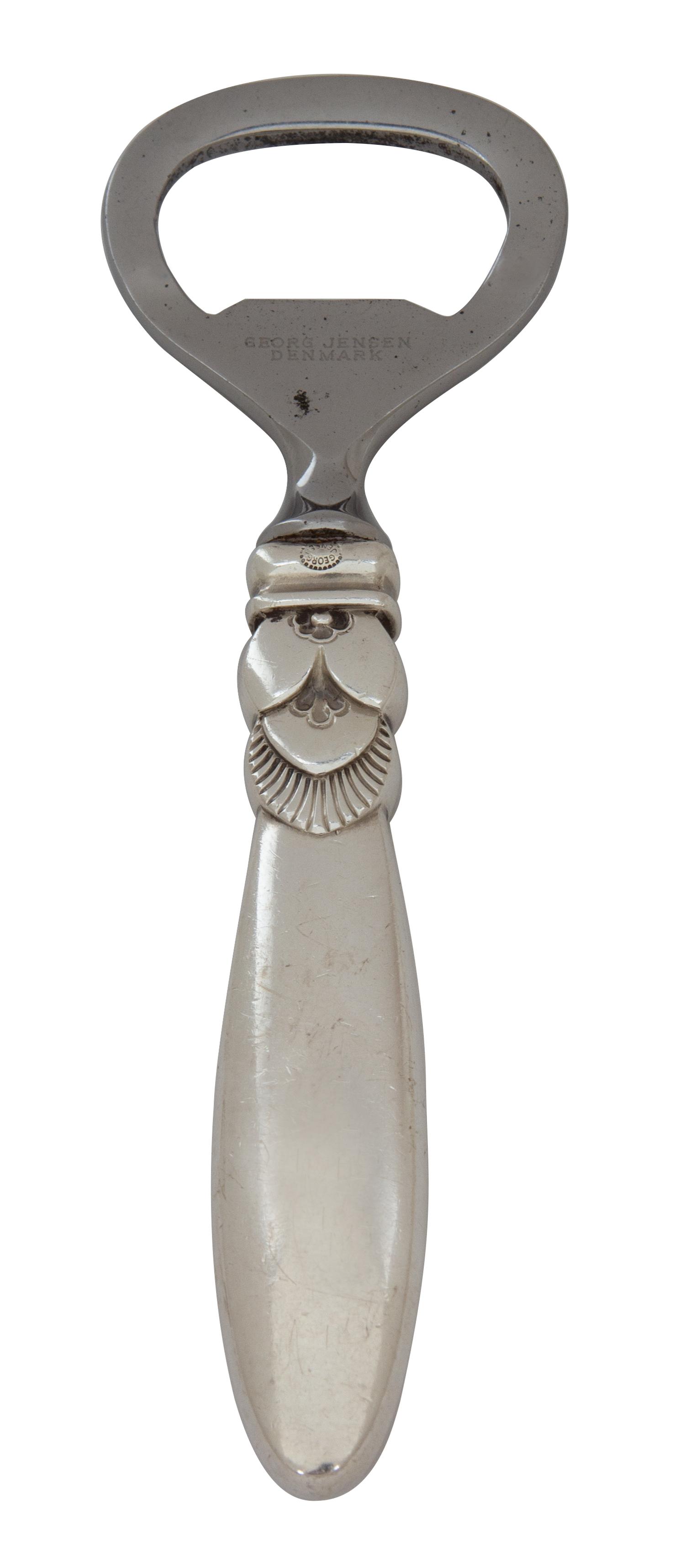 A Danish Silver Handled Bottle Opener Length 4 3/4 inches. — Georg Jensen, Denmark