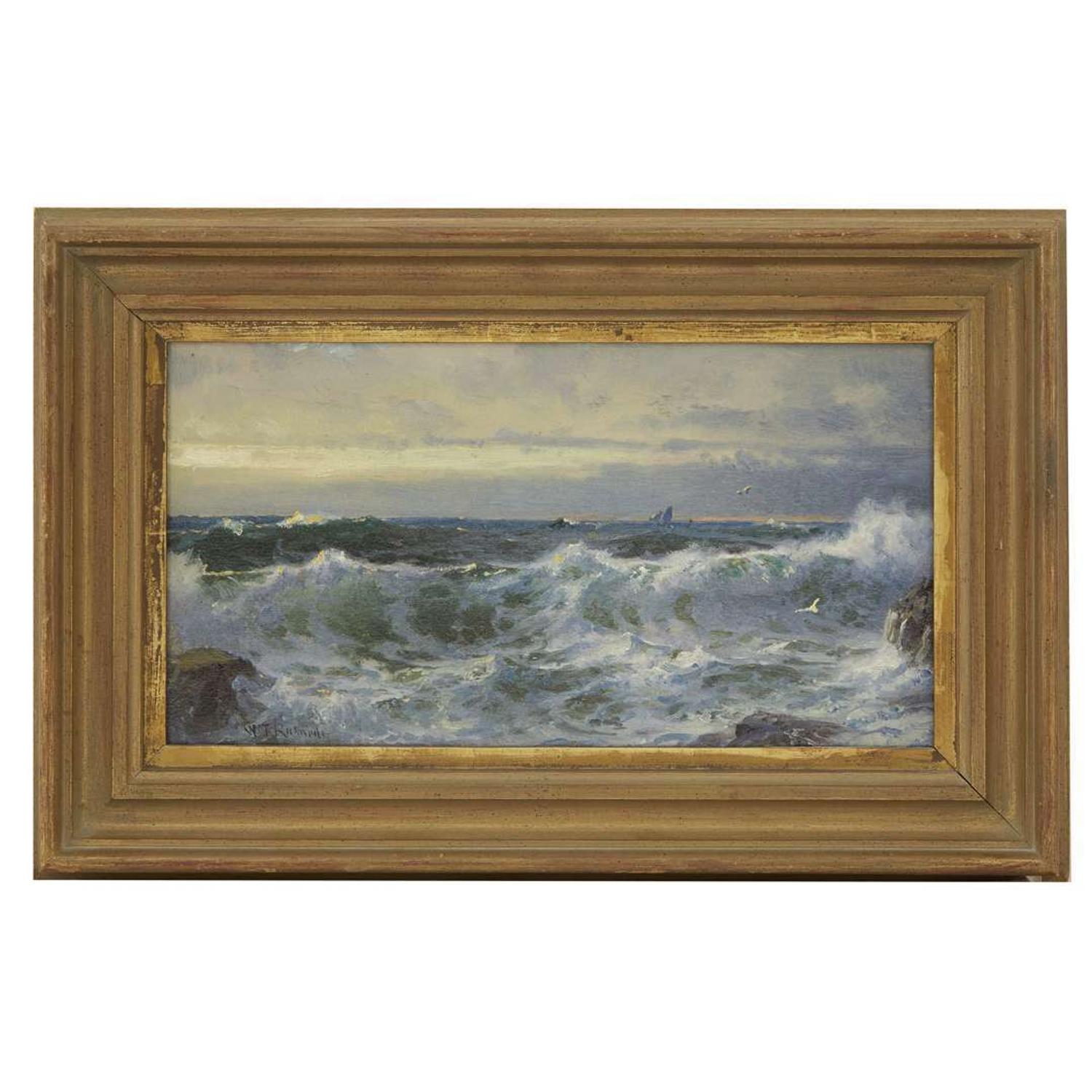 WILLIAM TROST RICHARDS (AMERICAN 1833–1905) "THE SURF NEAR BEAVERTAIL LIGHTHOUSE"