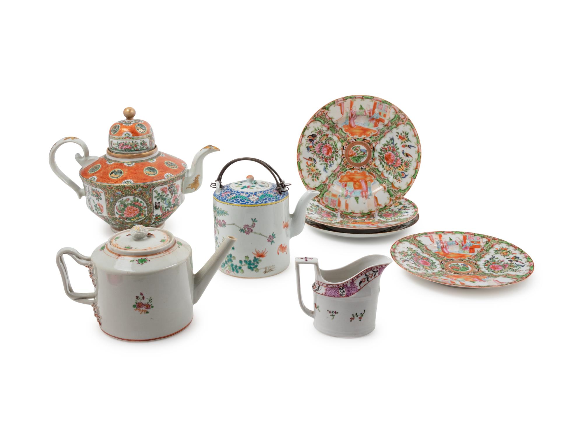 Eight Chinese Famille Rose Porcelain Articles