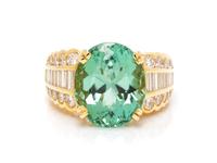 An 18 Karat Yellow Gold, Tourmaline and Diamond Ring,