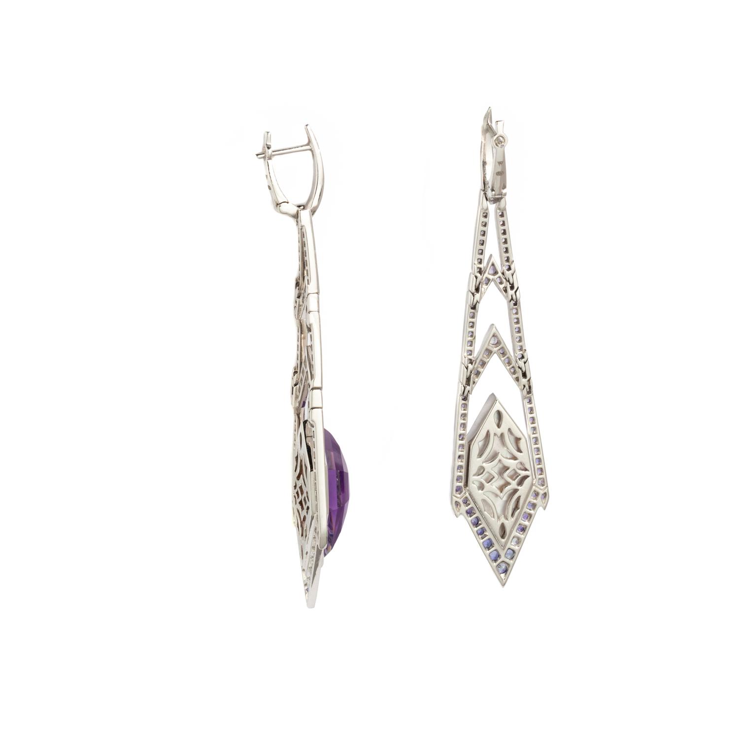 STEPHEN WEBSTER, WHITE GOLD, AMETHYST, AND DIAMOND ‘LADY STARDUST’ EARRINGS