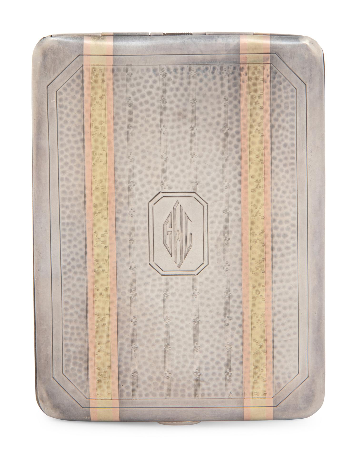 An American Silver and 14-Karat Gold Cigarette Case