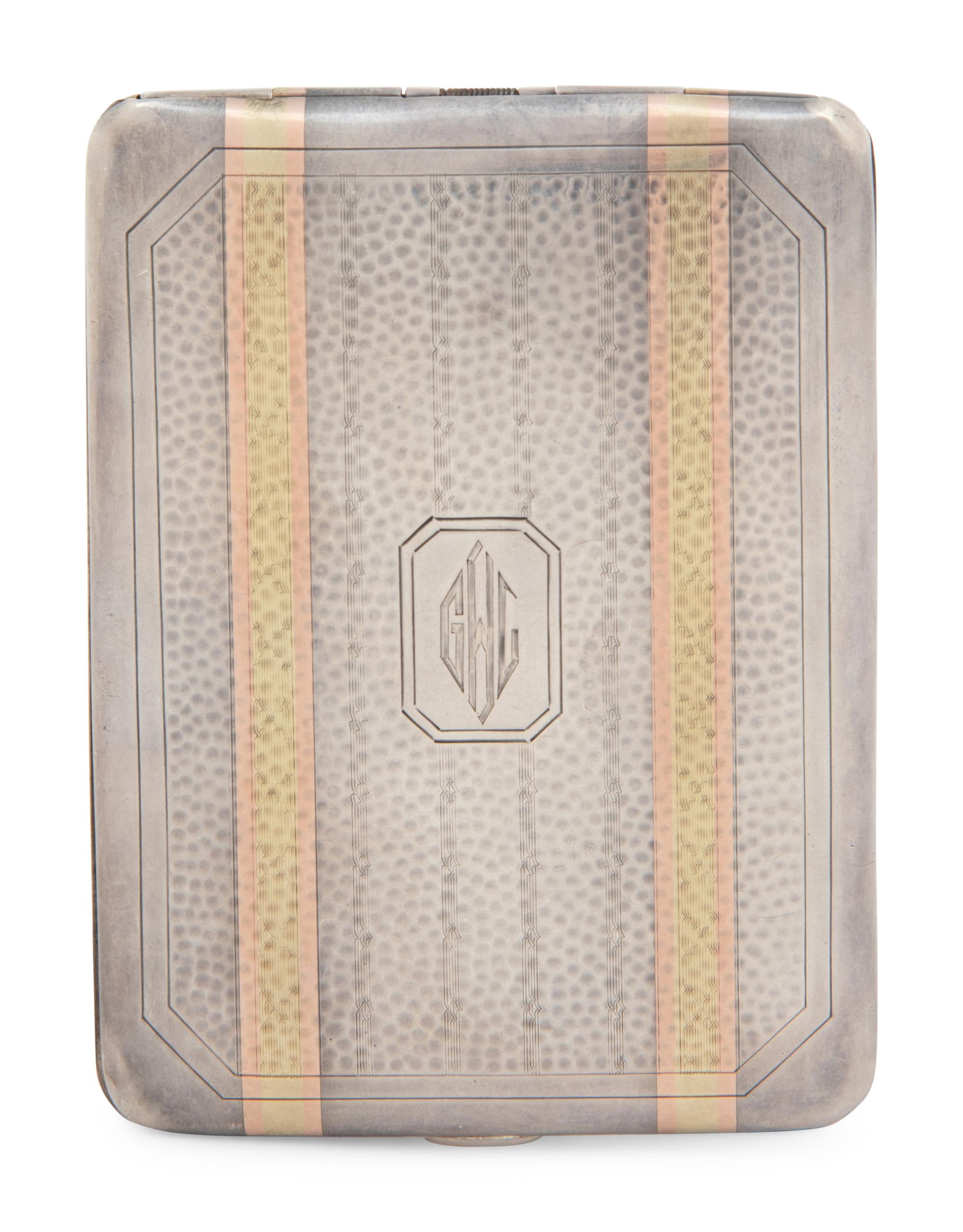 An American Silver and 14-Karat Gold Cigarette Case