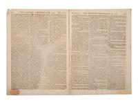[FRENCH & INDIAN WAR]. An account of the Siege of Fort William Henry featured in the London Chronicle . London: 15 October 1757.