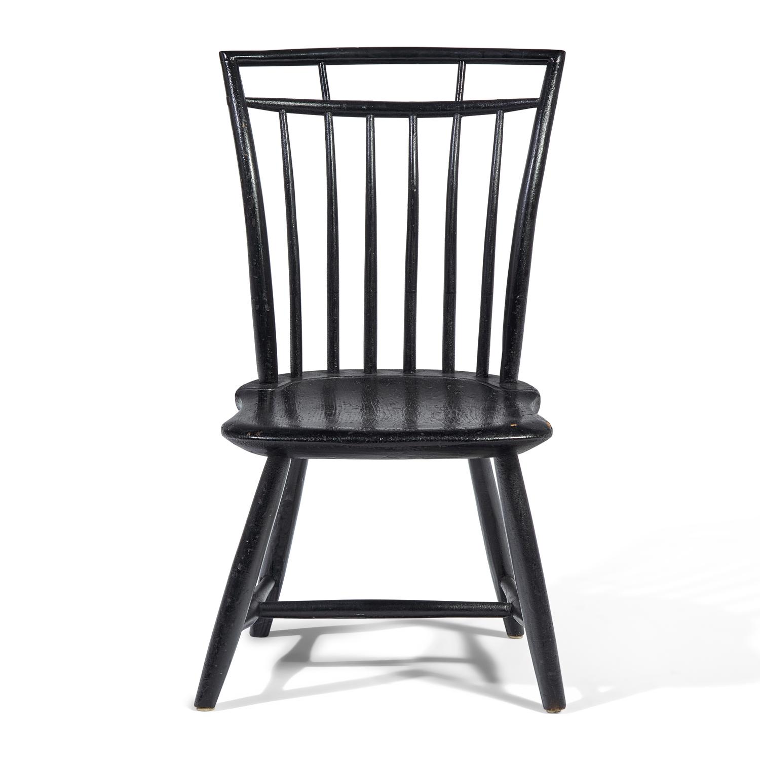 A Black-Painted Child's Birdcage Windsor Chair