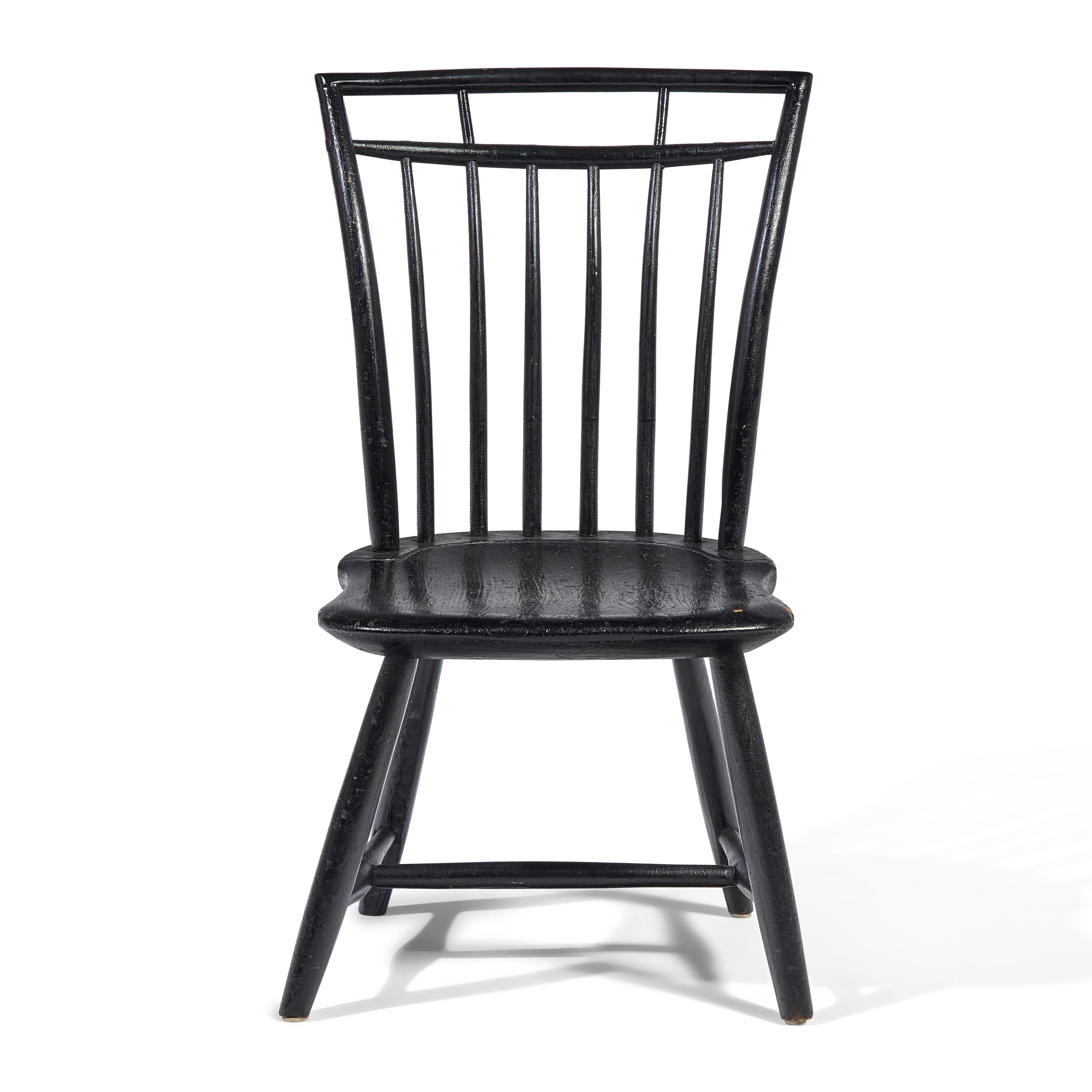 A Black-Painted Child's Birdcage Windsor Chair