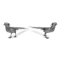 A Pair of Spanish Silver Pheasant Table Ornaments
