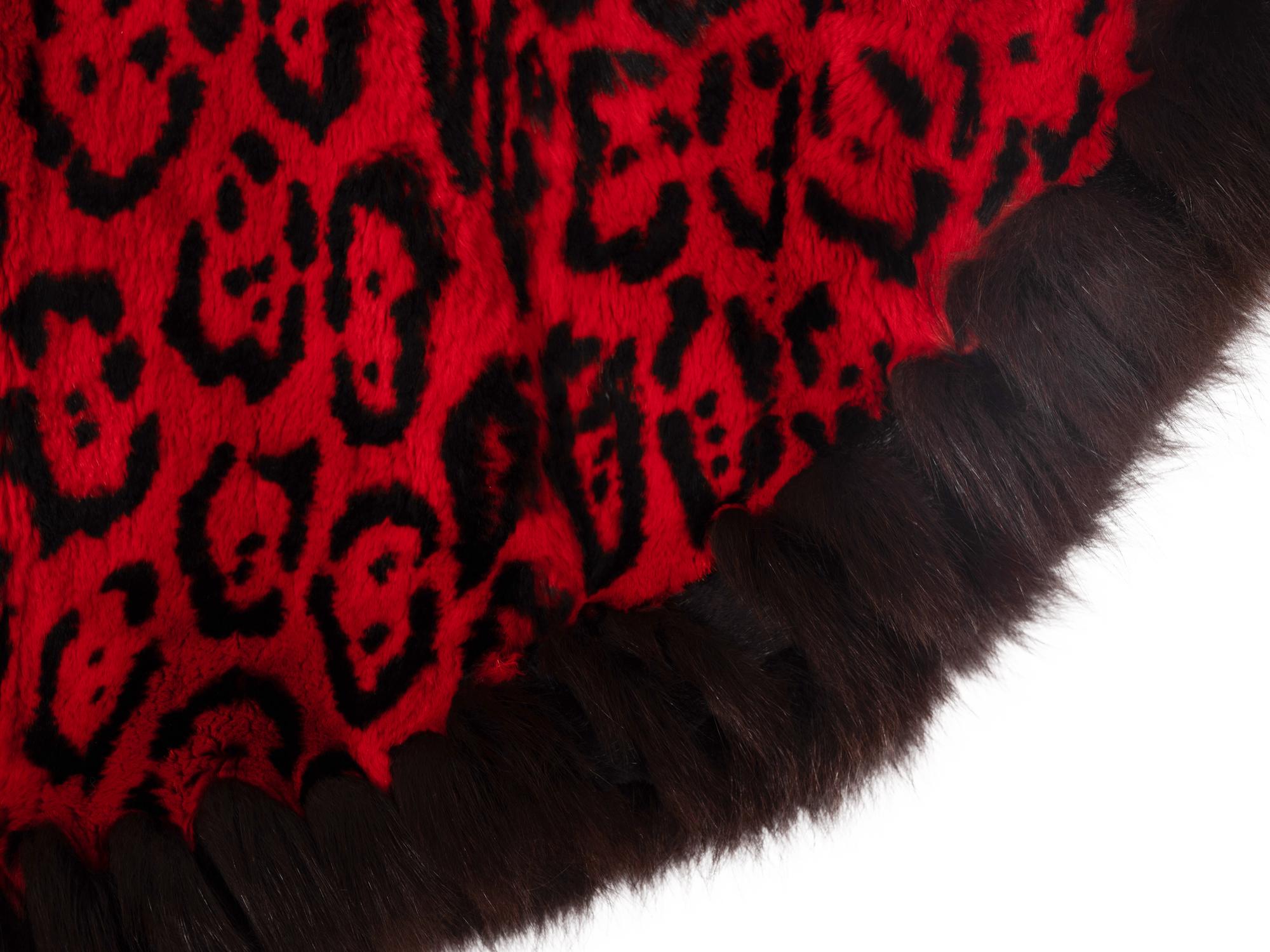 Yves Saint Laurent Leopard Print Fur Poncho, 1980-90s