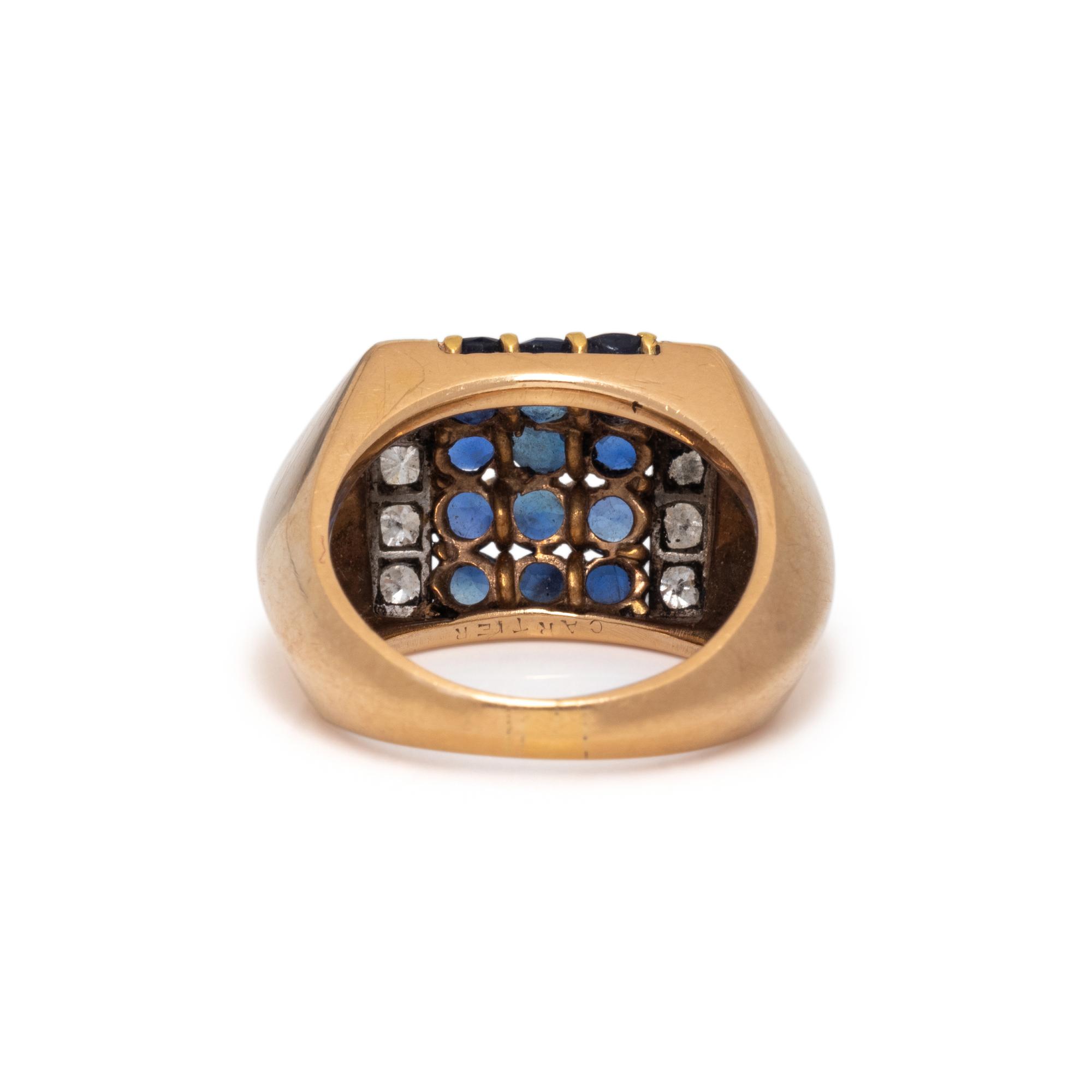 CARTIER, GOLD, SAPPHIRE, AND DIAMOND RING