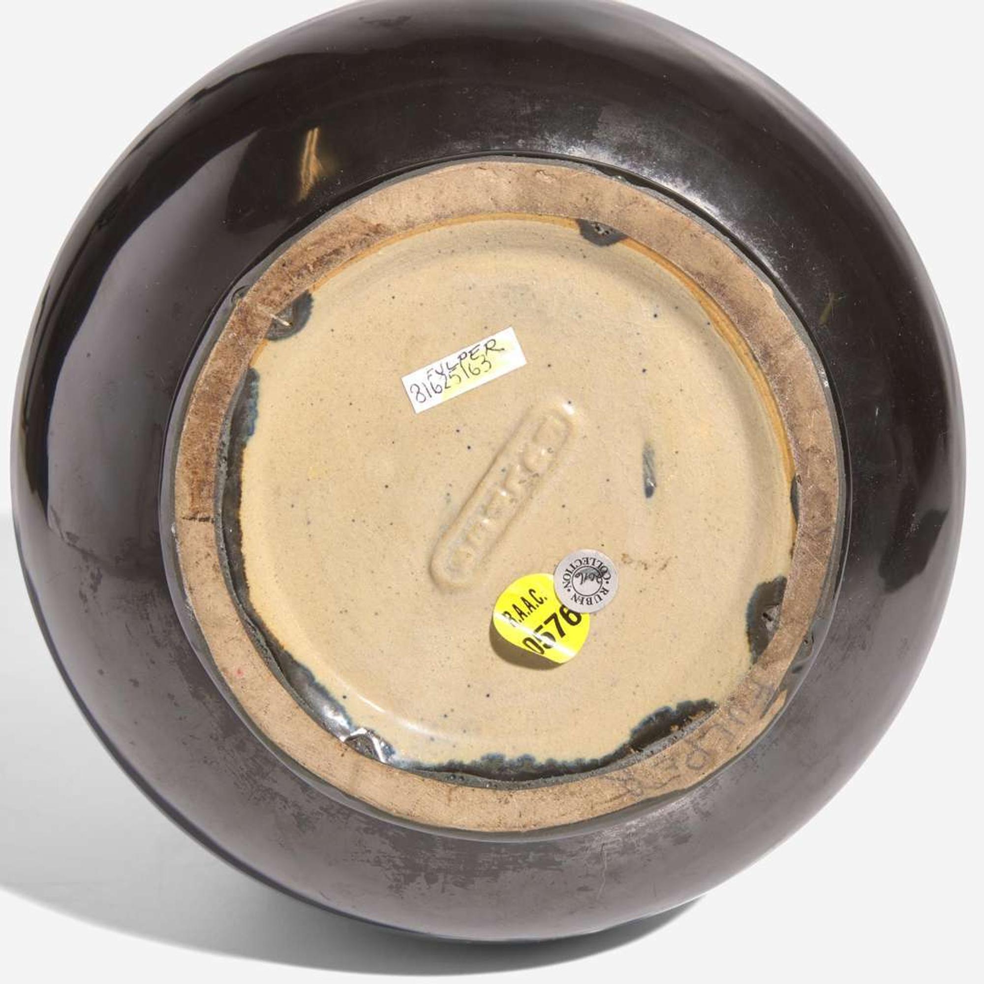 Fulper Pottery (American, active 1860-1935) Two Mirror Black Glaze Vases, Trenton, New Jersey, USA, early 20th century