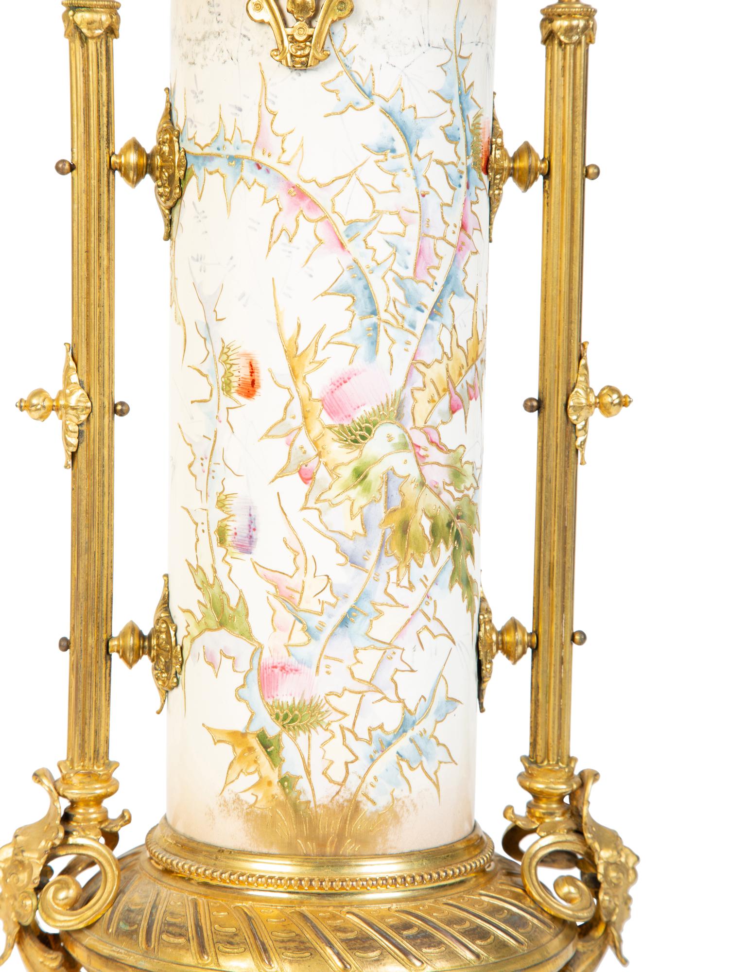 An English Porcelain Gilt Bronze Mounted Vase — 19TH CENTURY