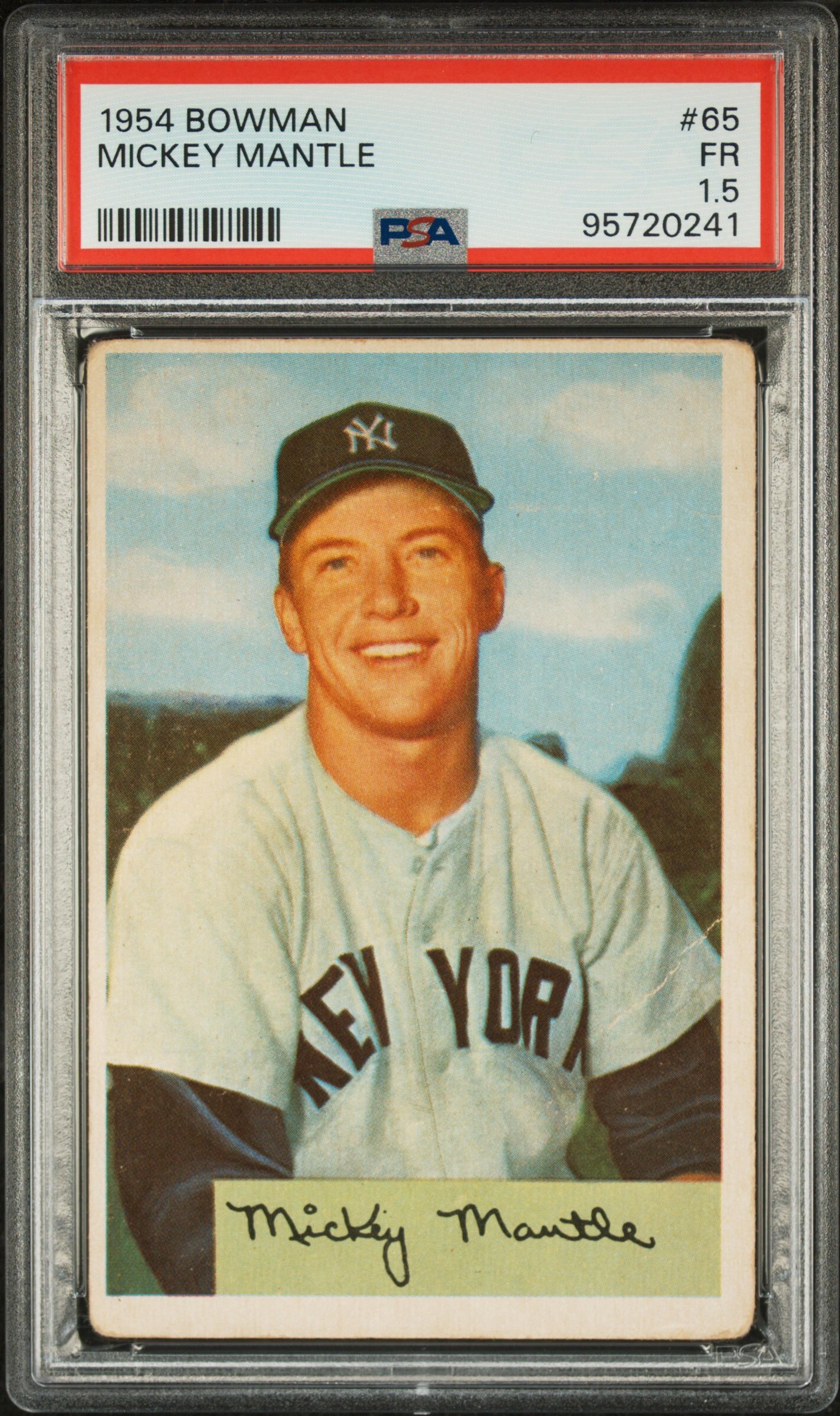 A 1954 Bowman Mickey Mantle Baseball Card No. 65 (PSA 1.5)